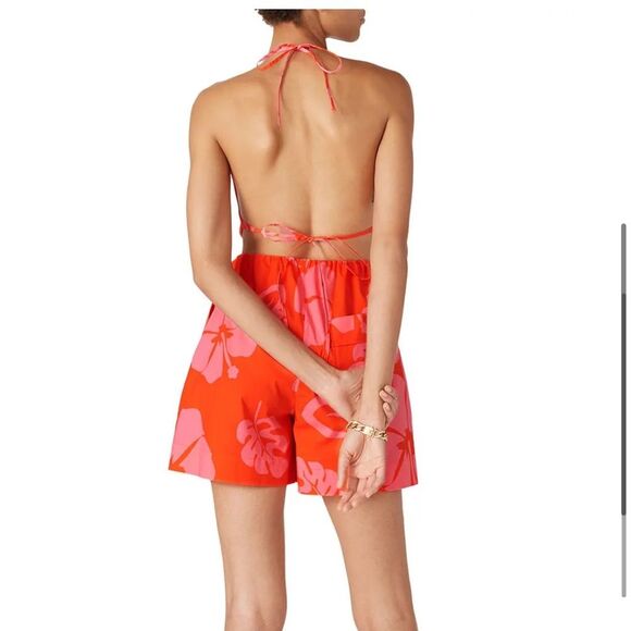 Staud Georgia tropical Floral Halter Romper Size 2 - Picture 4 of 6